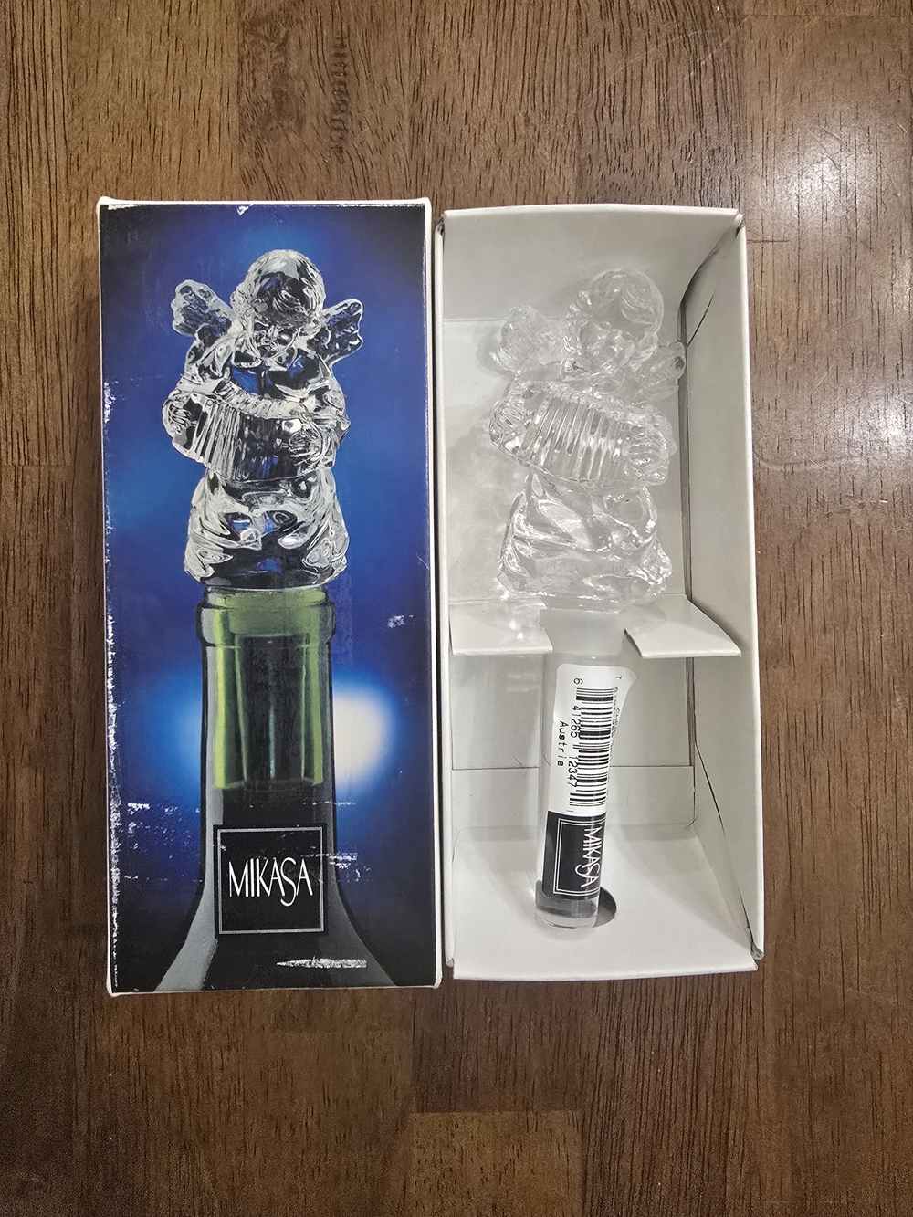 Mikasa Clear Glass Angel Bottle Stopper